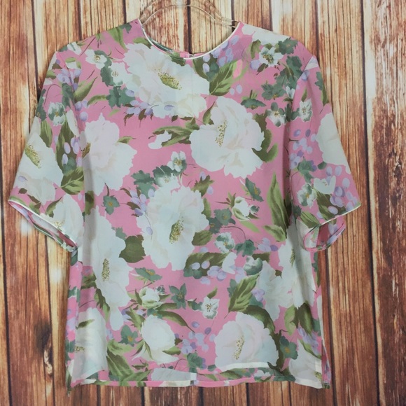 Vintage Tops - Vintage 80s Oui Petites Coquette Floral Short Sleeve Lightweight Blouse Top 8P